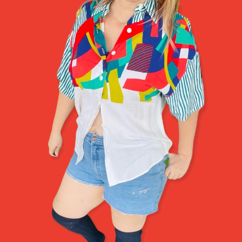Vintage 90s Express button down short sleeve shirt size small oversized